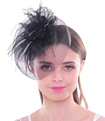 Feather Fascinators for Women Pillbox Hat for Wedding Party Derby Royal Banquet