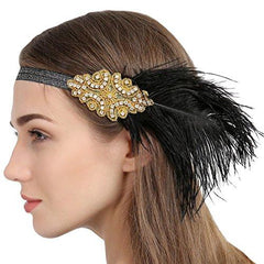 Women's Peacock 1920s Flapper Headband Gold