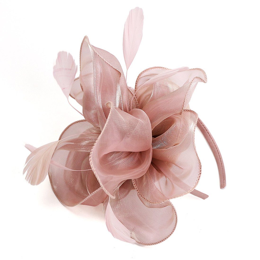  Wedding Fascinator Hat Women Feather Flower Hair Band Church Tea Party Headdress