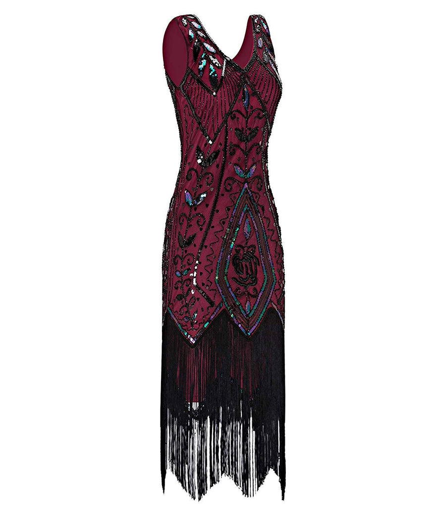 Red Flapper Dresses Rose Print 1920s Gatsby Style – VINTAGEPOST