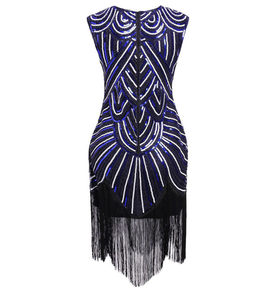 Women 1920s Art Deco Sequin Flapper Tassel Gatsby Dress – VINTAGEPOST