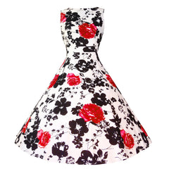 Girls Sleeveless Vintage Print Swing Party Dresses