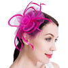 Womens Sinamay Fascinator Hat Feather Mesh Derby Hat with Clip