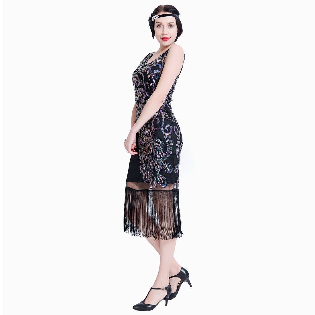 Gatsby 1920s Flapper Dress Sequin Peacock Style Peaky Blinder Themed P ...