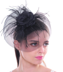 Feather Fascinators for Women Pillbox Hat for Wedding Party Derby Royal Banquet