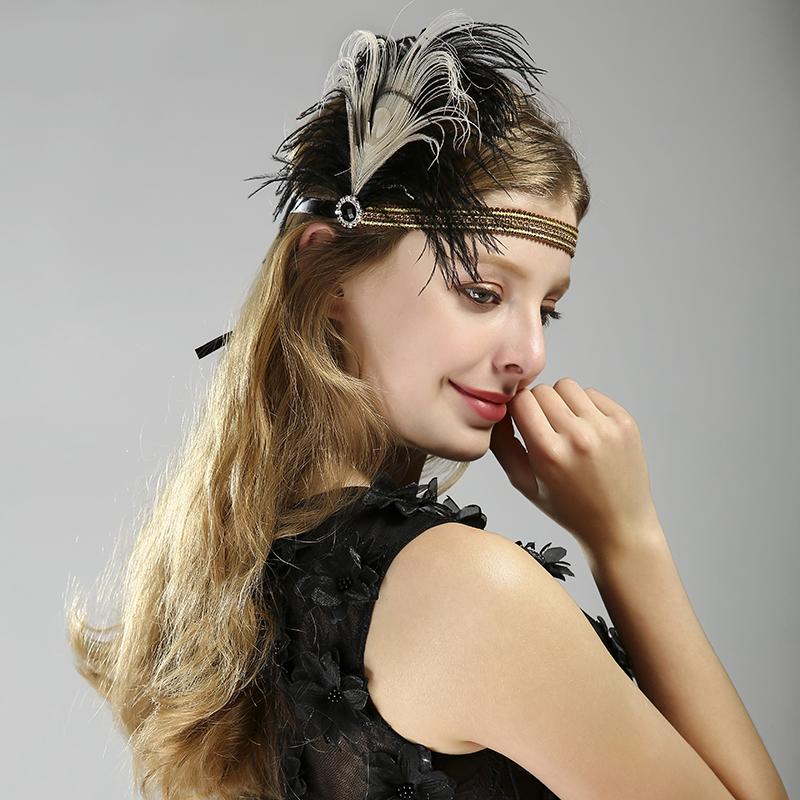 1920s hairstyles with feather headbands